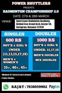 GURUGRAM BADMINTON TOURNAMENT