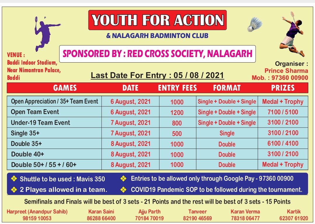 Badminton Tournament- Baddi(HP)