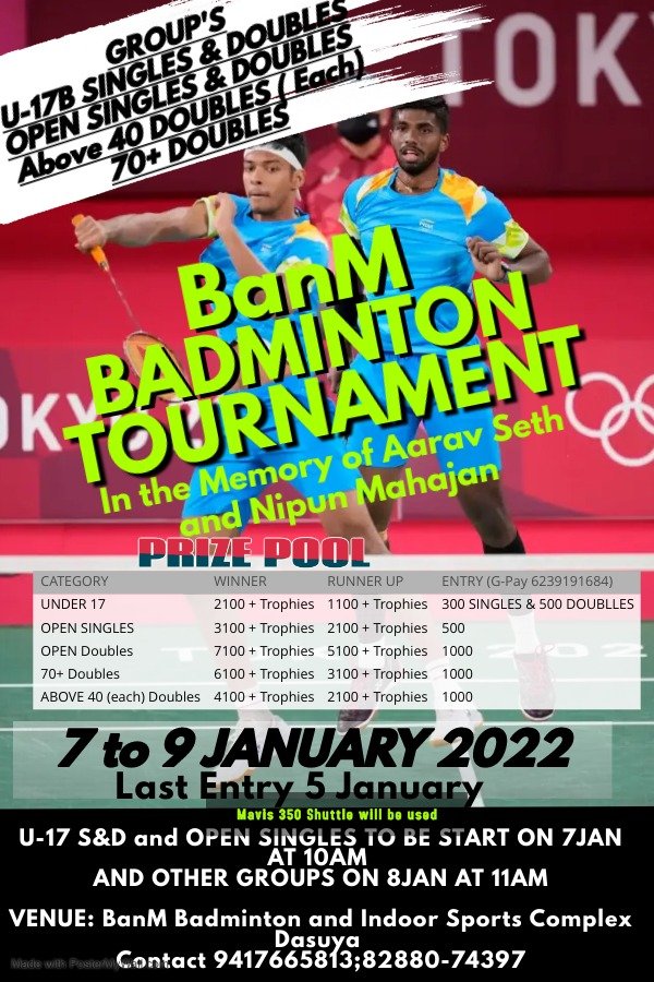 BanM Badminton Tournament 7-9 Jan.2022