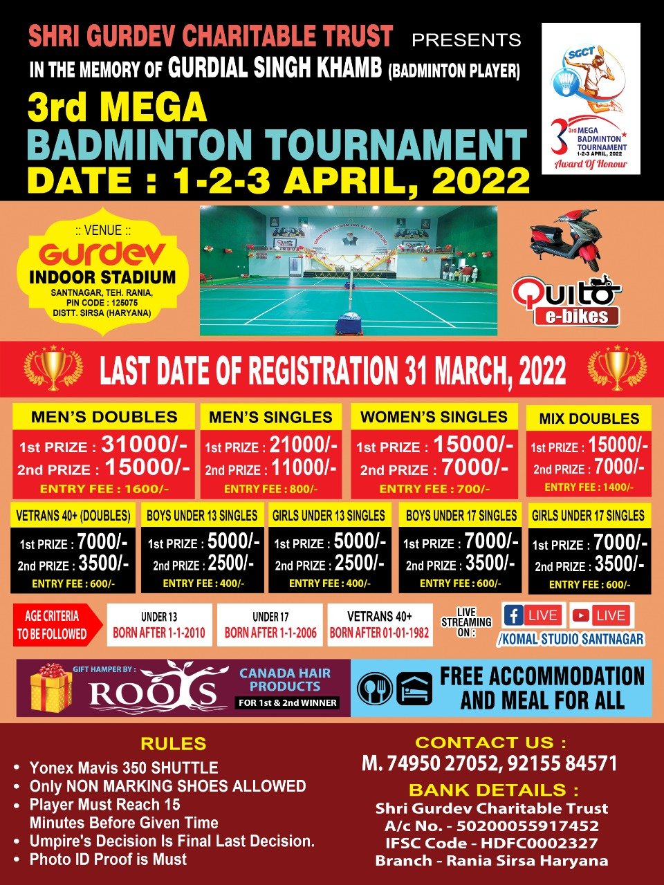 SANT-NAGAR-Sirsa Badminton Tournament