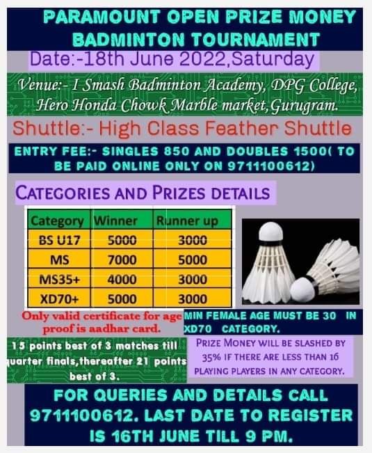 Paramount Open Badminton Tournament