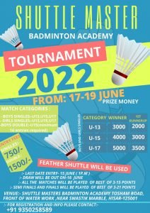 Shuttle Master Badminton Academy Tournament