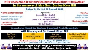 21st Nawanshahr Open Badminton Tournament