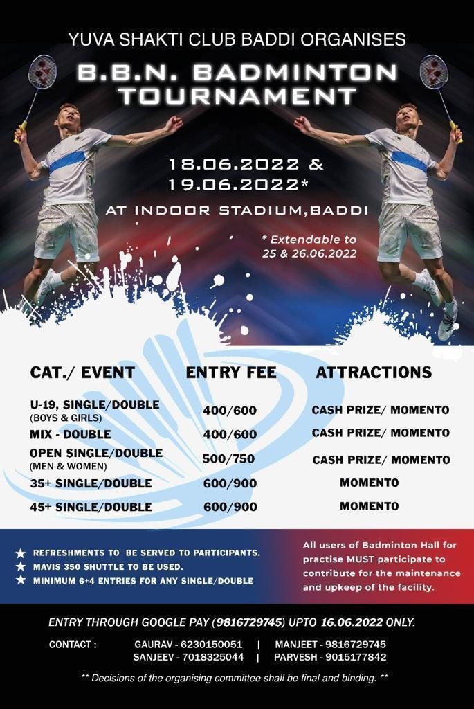 BBN Badminton Tournament- Baddi