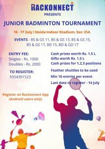 Rackonnect Junior Badminton Tournament Noida