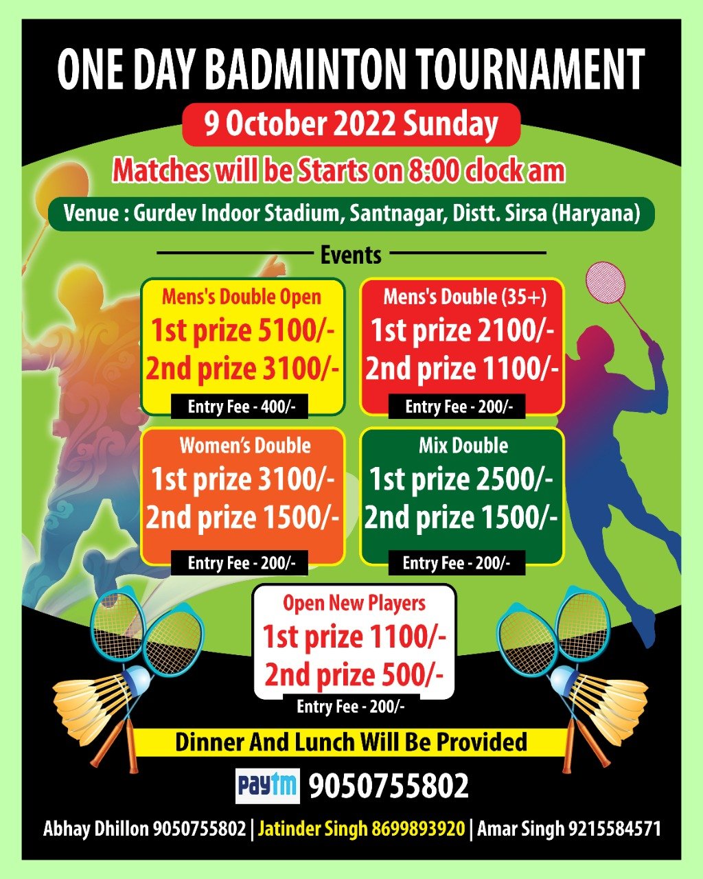 Open Badminton Tournament - Santnagar, Sirsa