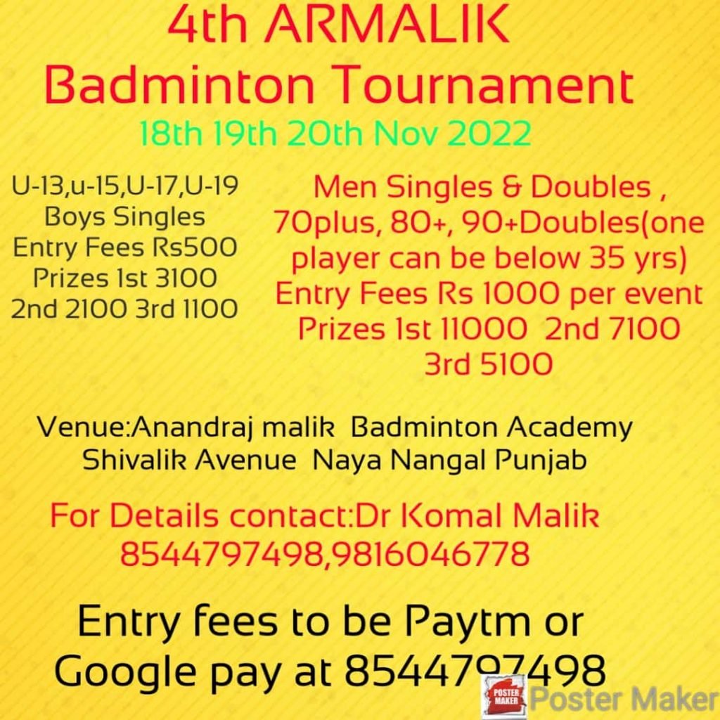 4th AR MALIK Badminton Tournament