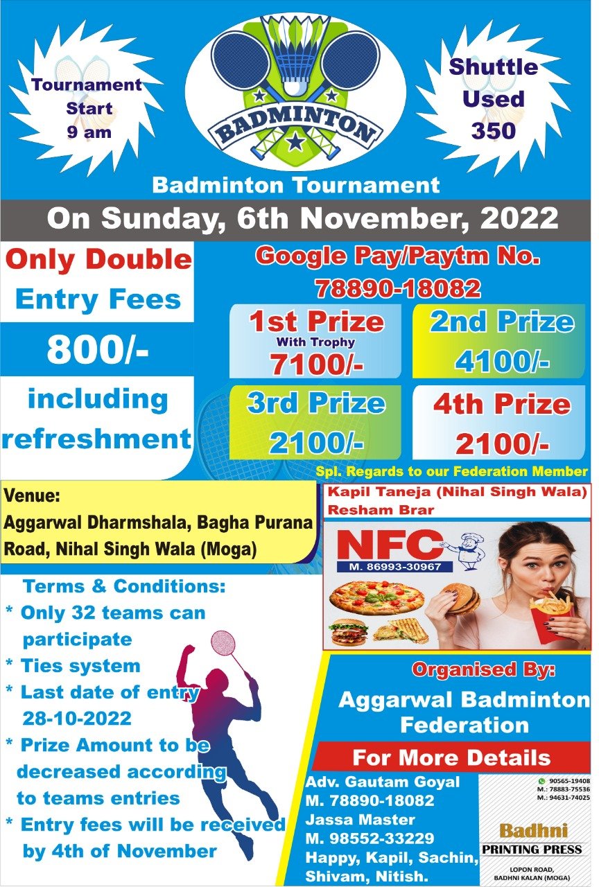 Rev Open Doubles Badminton Tournament NSW