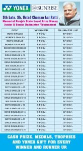5th Late Ustad Chaman Lal Ratti Ji Mem. Badminton Tournament-P2