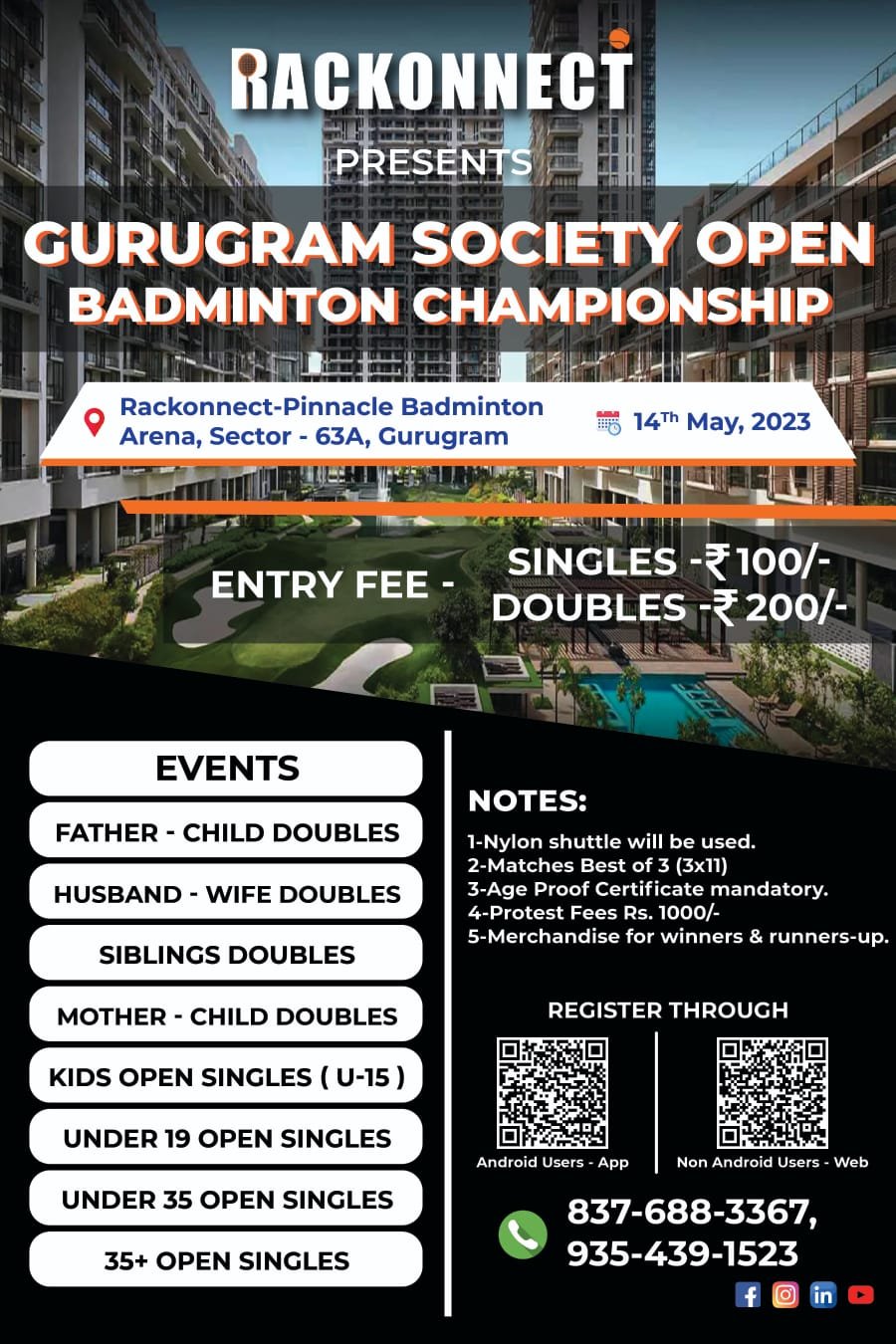 Rackonnet Gurugram Society Open Badminton Championship