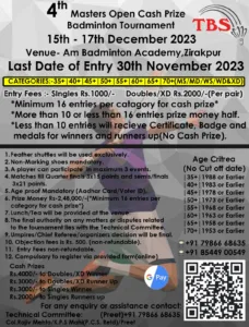 4th Masters Open Badminton Tournament AMBA Zirakpur