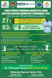 Yonex Sunrise Maharaja Agrasen All India Masters Ranking Badminton Tournament 2024