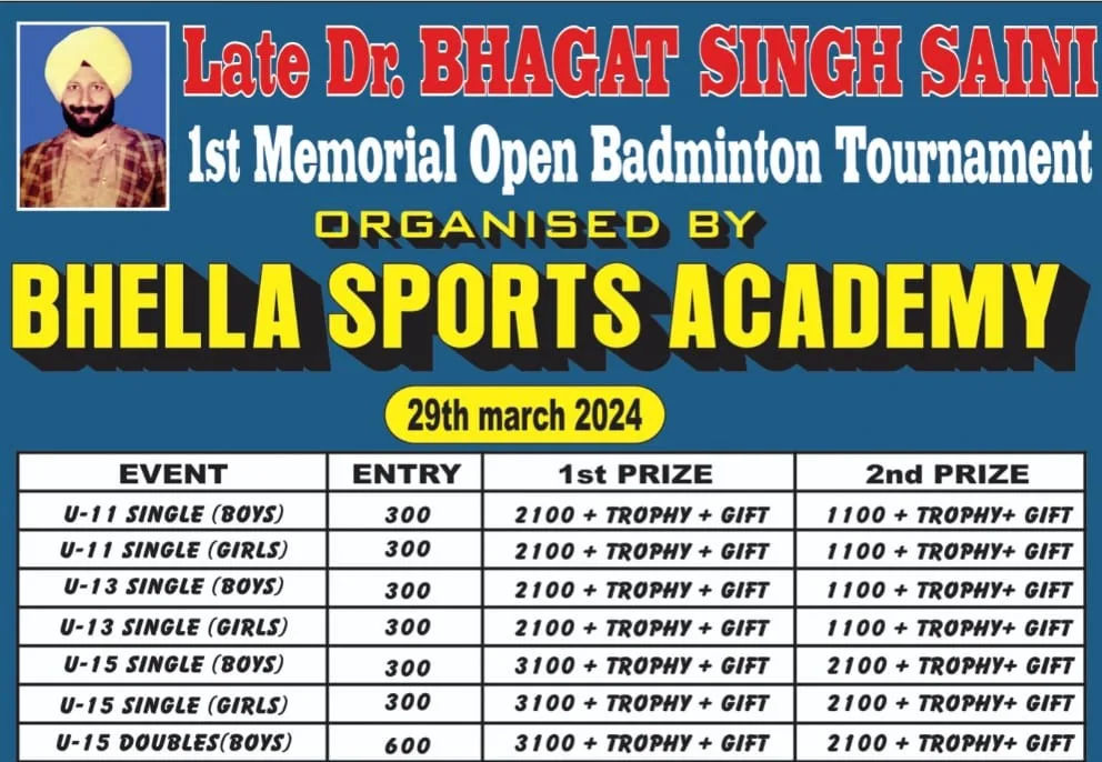 1st Late Dr.Bhagat Singh Saini Mem Open Badminton Tournament_TN