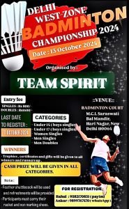 DELHI WEST-ZONE BADMINTON CHAMPIONSHIP 2024 POSTER-Revised
