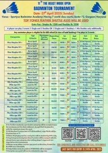 11th Beast Mode Open Badminton Tournament 2025