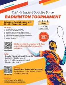TRICITY DOUBLES BADMINTON TOURNAMENT
