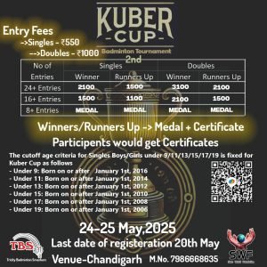 2nd Kuber Cup Badminton Tournament Chandigarh