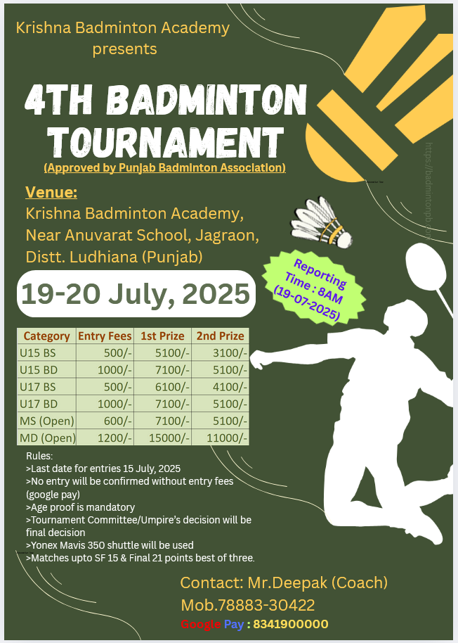 4th Badminton Tournament - Jagraon (Ldh)