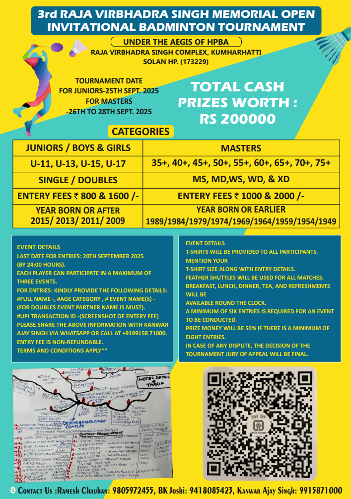 3rd Raja Virbhadra Singh Mem. Open Invitational Badminton Tournament