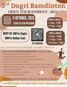 3rd Dugri Open Badminton Tournament 2025